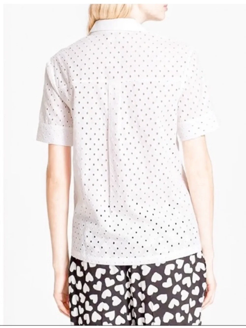 Kate Spade New York White Eyelet Button Down Shirt 100% Cotton